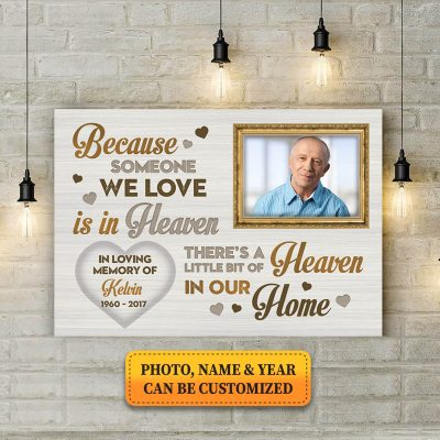 Alternative view of Personalized Photo Because Someone We Love In Heaven Memory Framed Canvas Prints - Unframed Poster