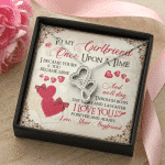 To My Girlfriend Once Upon A Time I Became Yours and You Became Mine Love You Forever Double Hearts Pendant Necklace