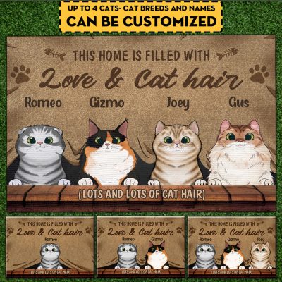 Personalized Cat Breeds This Home Is Filled With Love And Cat Hair House Doormat - Cat Lover Outdoor Indoor Doormat