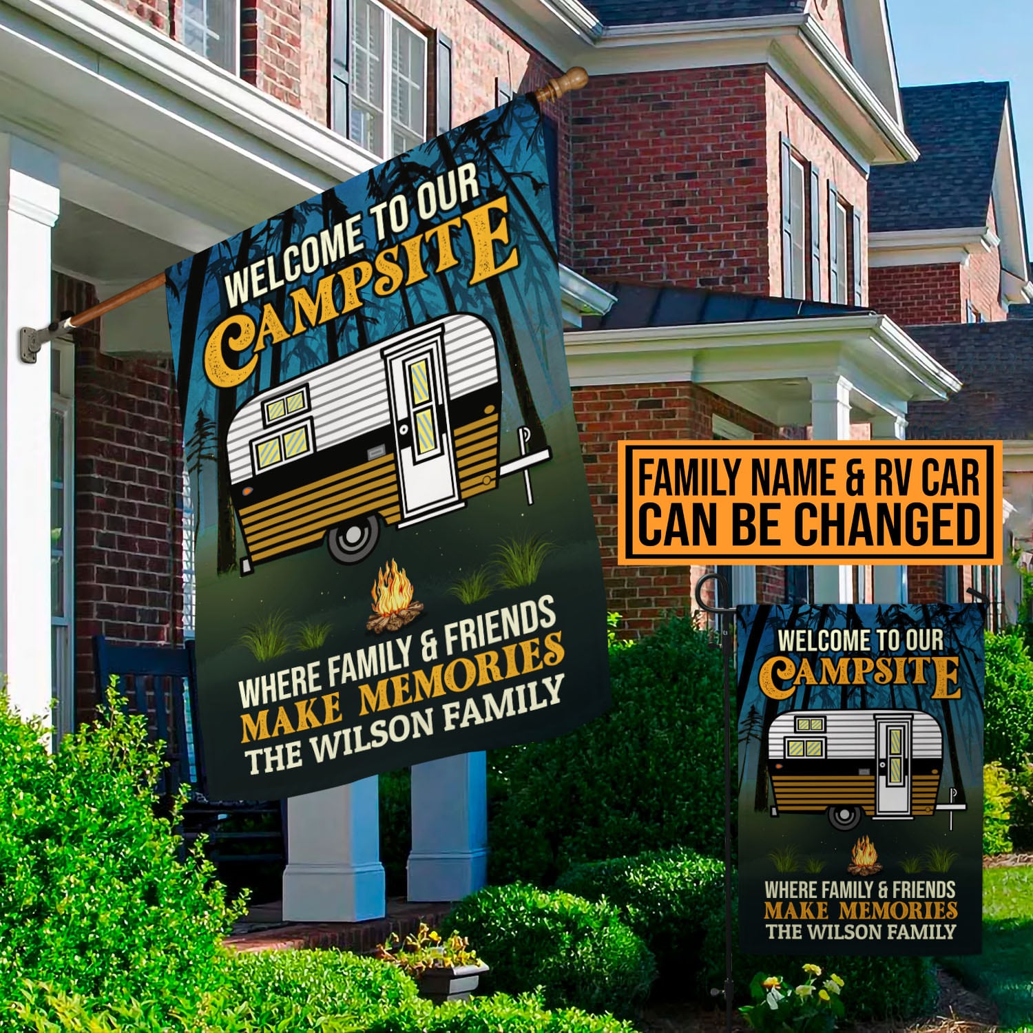 1VT. Welcome To Our Campsite RV Flag mk1