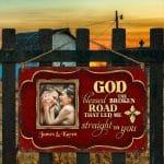 3Th. Godd Blessed The Broken Road - sample design Metal Sign Mockup 4