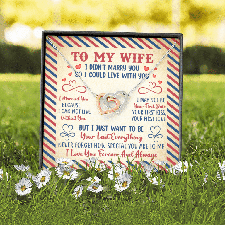 Valentines Gifts for Her To My Wife I Didn't Marry You so I Could Live with You Interlocking Hearts Pendant Necklace