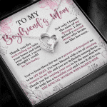 To My Boyfriend's Mom Thank You For Welcoming Me Forever Heart Pendant Necklace