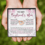 To My Boyfriend's Mom Thank You For Welcoming Me Interloking Hearts Pendant Necklace