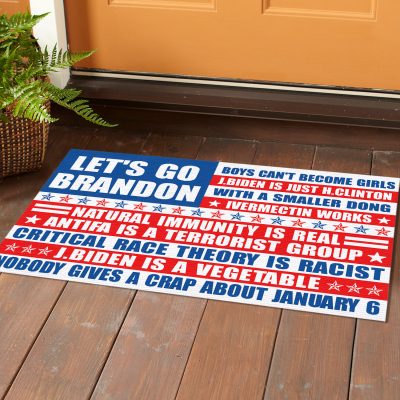 Alternative view of Let's Go Brandon Boys Can't Become Girls Joe Biden Is Just Hill Clinton With A Smaller Dong Indoor Outdoor Doormat