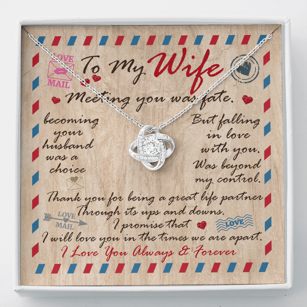 Husband to My Wife Meeting You Was Fate Becoming Your Husband Was a Choice Love Knot Pendant Necklace - Love Knot Necklace