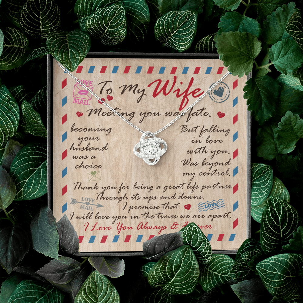 Husband to My Wife Meeting You Was Fate Becoming Your Husband Was a Choice Love Knot Pendant Necklace