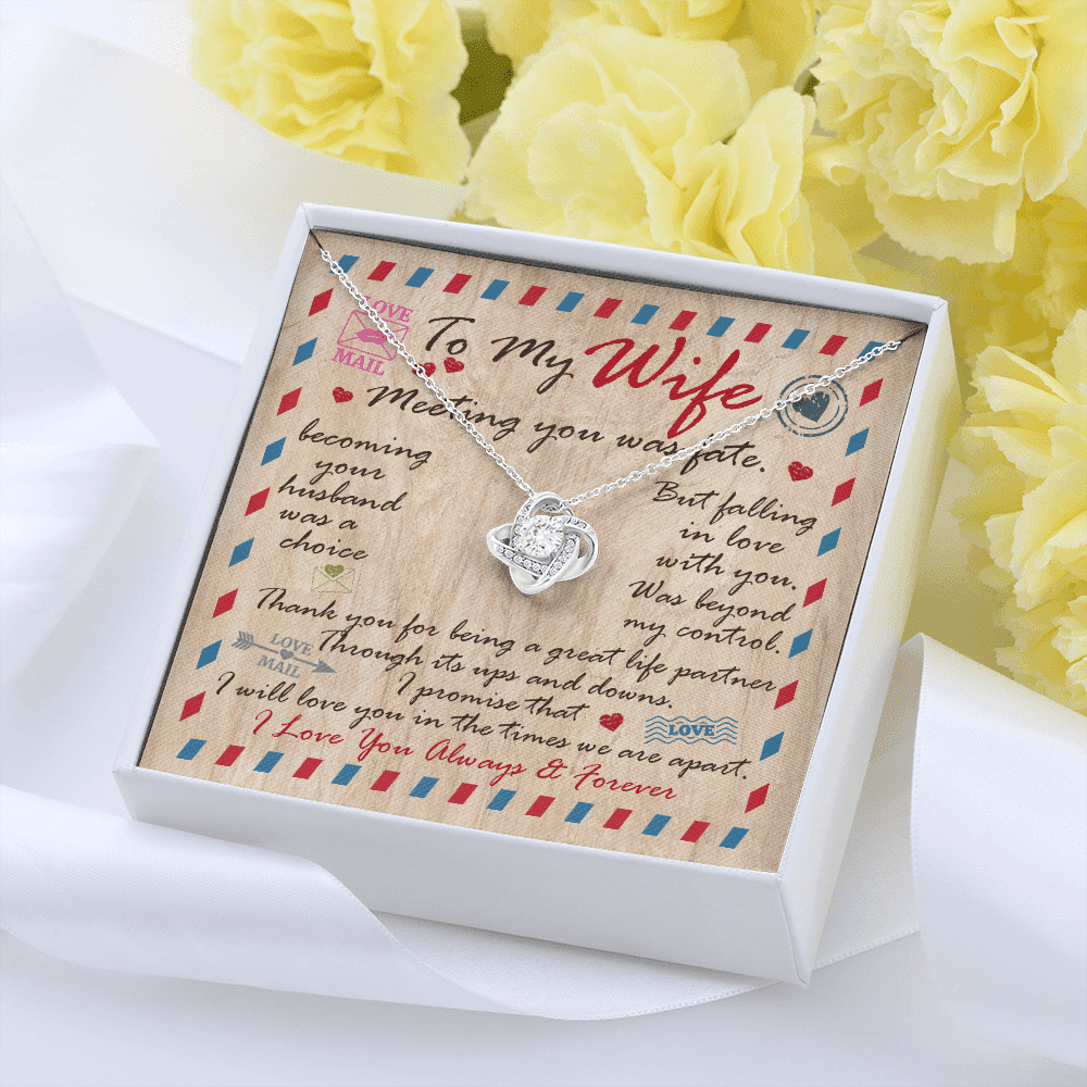 Husband to My Wife Meeting You Was Fate Becoming Your Husband Was a Choice Love Knot Pendant Necklace