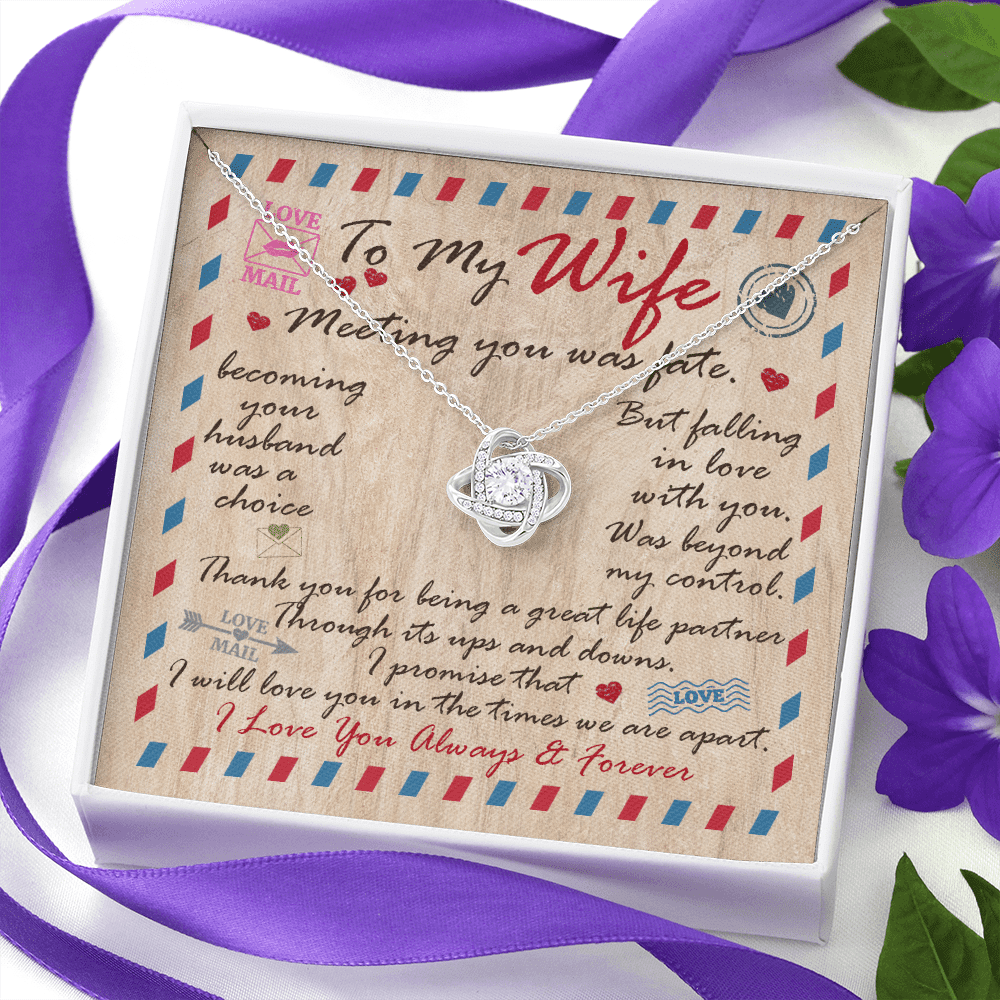 Husband to My Wife Meeting You Was Fate Becoming Your Husband Was a Choice Love Knot Pendant Necklace