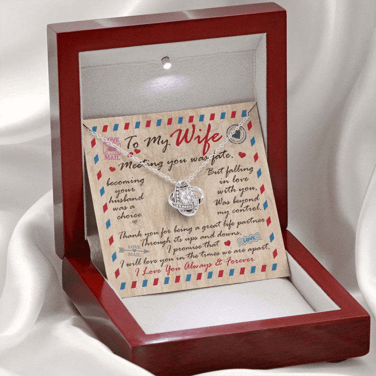 Husband to My Wife Meeting You Was Fate Becoming Your Husband Was a Choice Love Knot Pendant Necklace