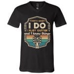 1Th. Play Guitar And I Know Things, Black, V-Neck T-Shirt