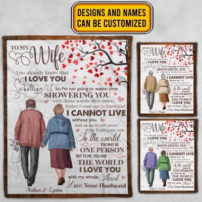 Personalized Old Couple To My Wife Blanket - Gifts From Husband To Wife Fleece Blanket