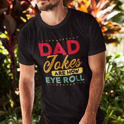 Alternative view of Dad Jokes Are How Eye Roll Vintage Retro T-Shirt - V-Neck Shirt - Funny Dad Joke Saying Shirt