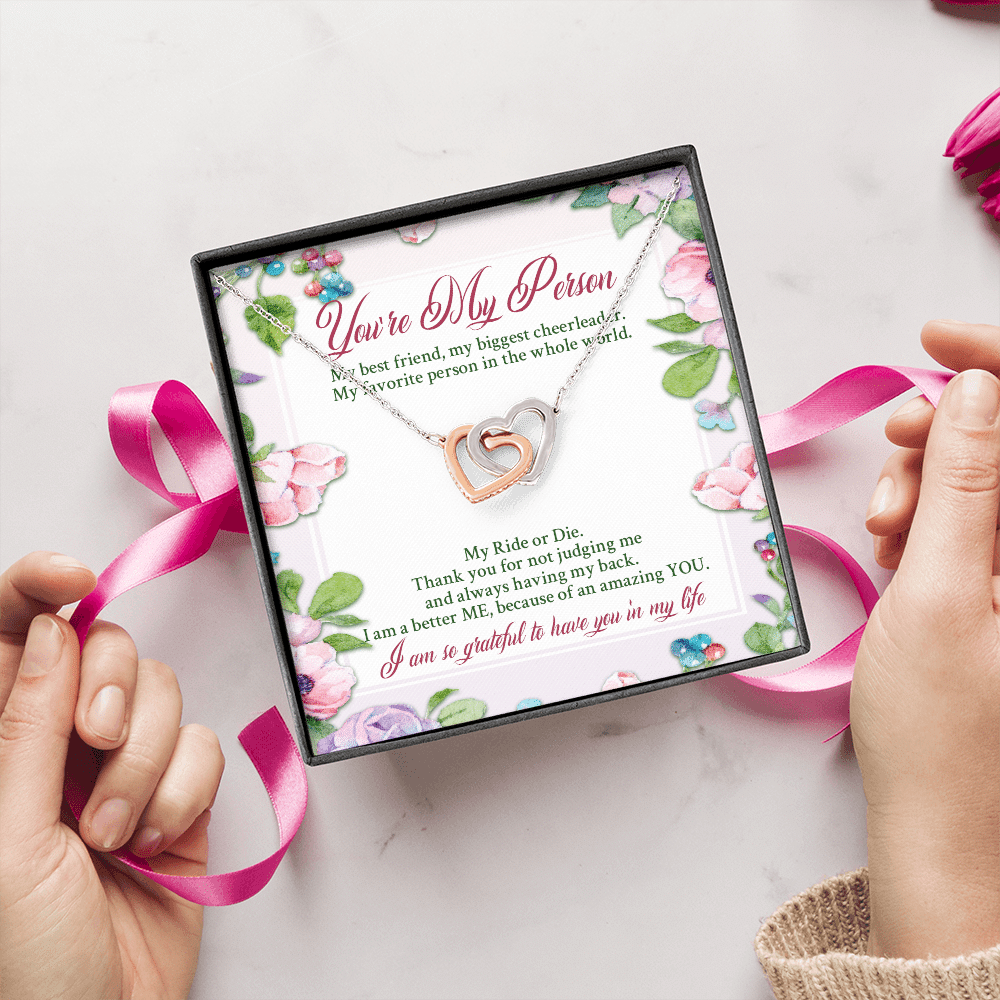 You're My Person My Best Friend My Biggest Cheerleader Interlocking Hearts Pendant Necklace - Bestie Gift Necklace