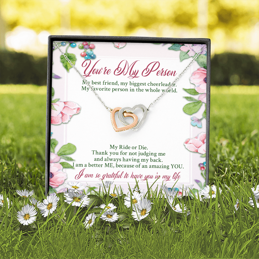 You're My Person My Best Friend My Biggest Cheerleader Interlocking Hearts Pendant Necklace - Bestie Gift Necklace