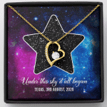 Custom Valentine Gifts Star Map Constellation Necklace Under This Sky It All Began Forever Love Pendant Necklace - Forever Love Necklace (18K Yellow Gold)