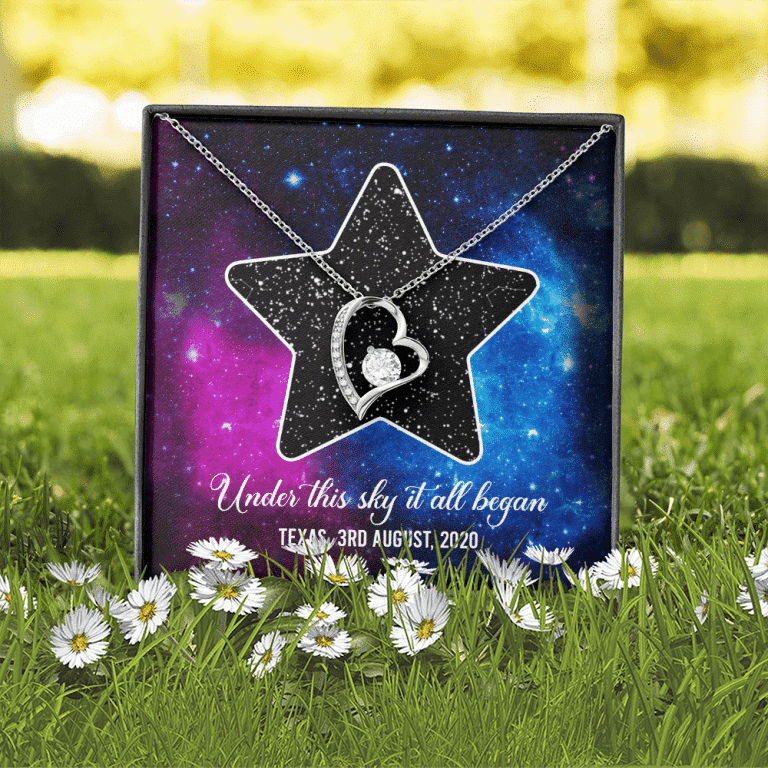 Custom Valentine Gifts Star Map Constellation Necklace Under This Sky It All Began Forever Love Pendant Necklace