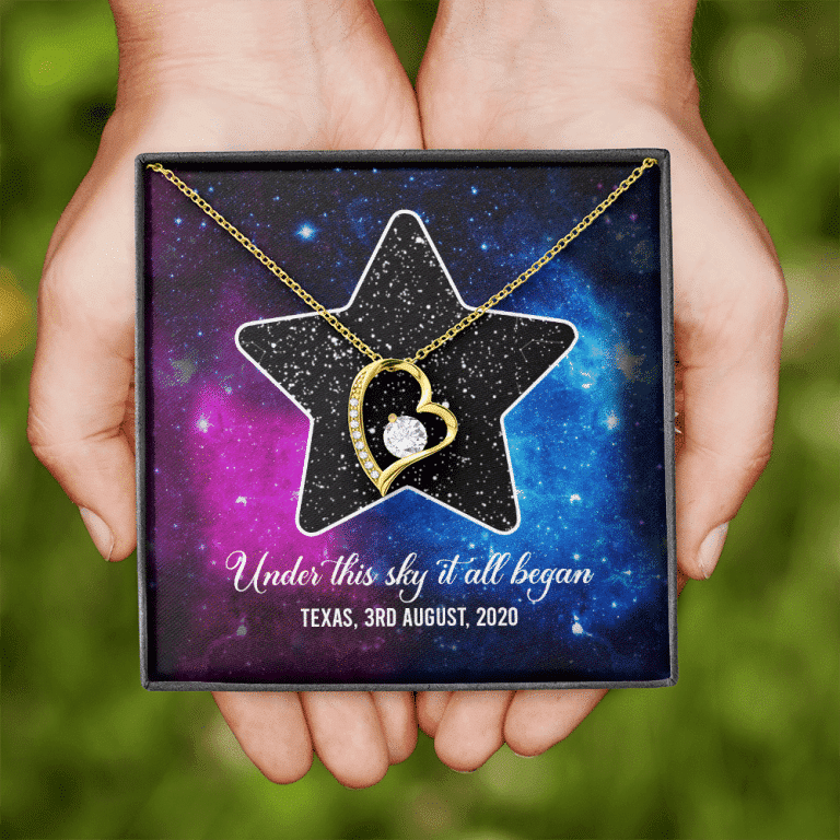 Custom Valentine Gifts Star Map Constellation Necklace Under This Sky It All Began Forever Love Pendant Necklace
