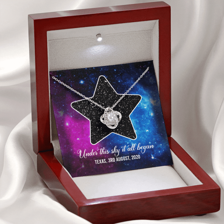 Custom Valentine Gifts Star Map Constellation Necklace Under This Sky It All Began Love Knot Pedant Necklace