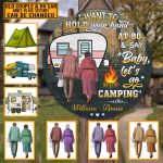 I Want To Hold Your Hand At 80 And Say Baby Let's Go Camping Personalized Old Couple Wooden Door Sign Decor