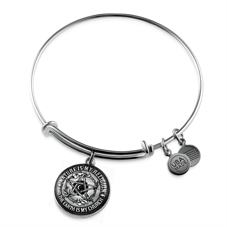 Nature Is My Religion And The Earth Is My Church Witch Wiccan Pentacle Luxury Circle Pendant Necklace - Bangle