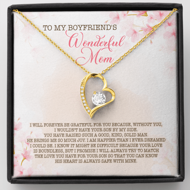 To My Boyfriend's Wonderful Mom I Will Forever Be Grateful For You Forever Love Pendant Necklace - Forever Love Necklace (18K Yellow Gold)