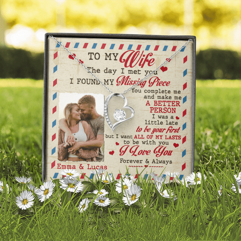 Custom Photo To My Wife The Day I Met You I Found My Missing Piece Personalized Forever Love Heart Necklace