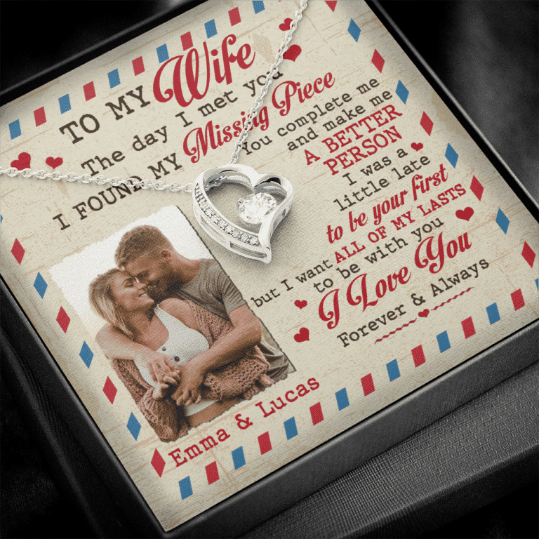 Custom Photo To My Wife The Day I Met You I Found My Missing Piece Personalized Forever Love Heart Necklace