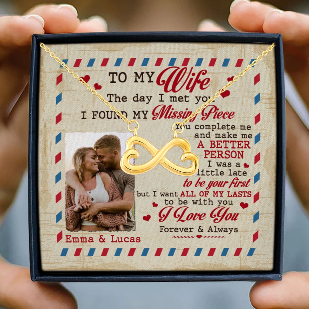 26 HG. To My Wife Photo Necklace-sample design Infinity Heart Necklace (Gold) 3