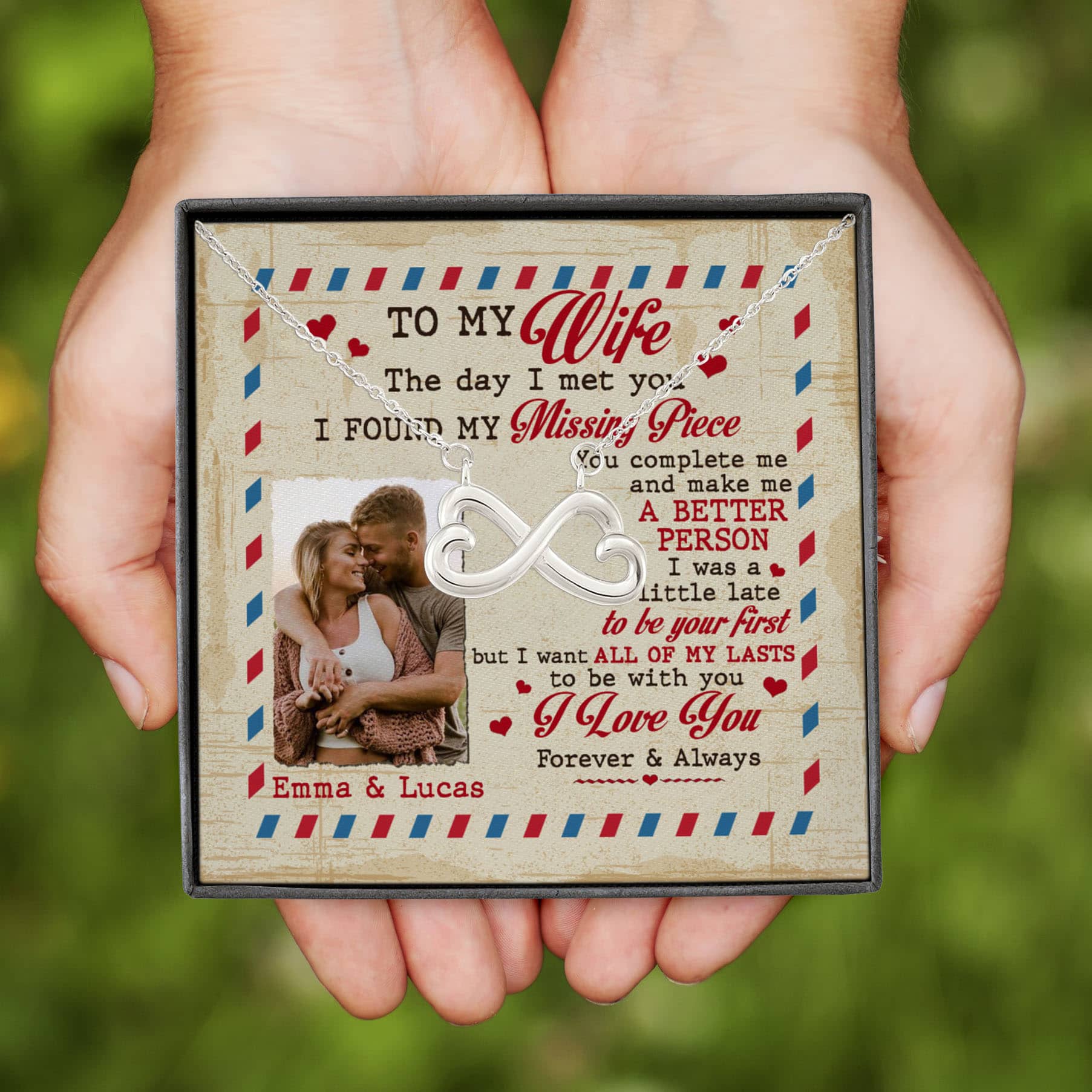 26 HG. To My Wife Photo Necklace-sample design Infinity Heart Necklace (Silver)