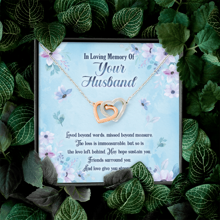 In Loving Memory Of Your Husband Interlocking Hearts Pendant Necklace - Husband Memorial Necklace
