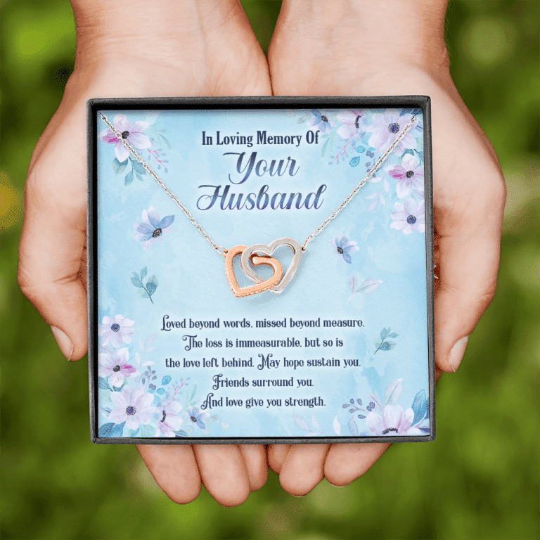 In Loving Memory Of Your Husband Interlocking Hearts Pendant Necklace - Husband Memorial Necklace