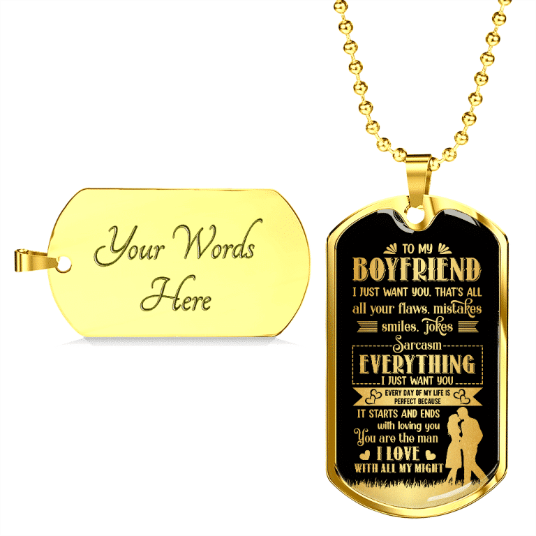To My Boyfriend Everything I Just Want You Dog Tag Pendant Necklace - Valentines Day Anniversary Gifts