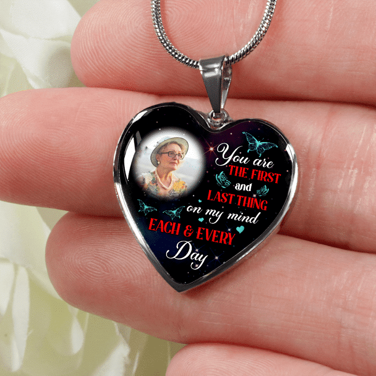 Personalized Photo The First And Last Thing Heart Pendant Necklace - Memorial Necklace