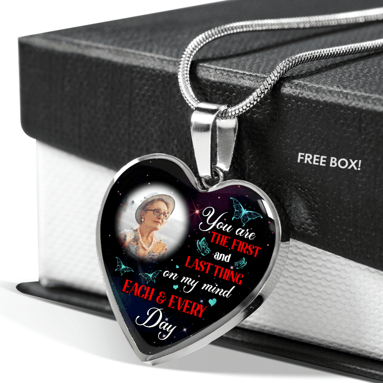Personalized Photo The First And Last Thing Heart Pendant Necklace - Memorial Necklace