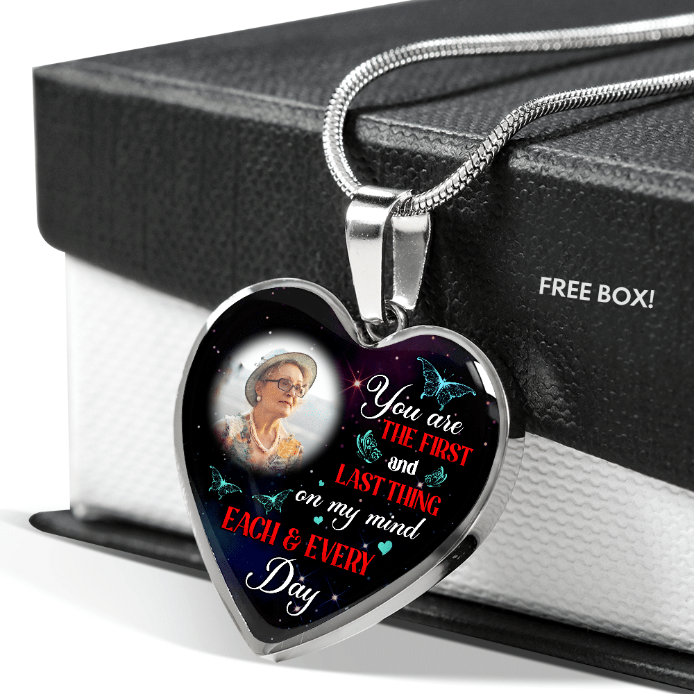 Personalized Photo The First And Last Thing Heart Pendant Necklace - Memorial Necklace Personalized Photo The First And Last Thing Heart Pendant Necklace - Memorial Necklace