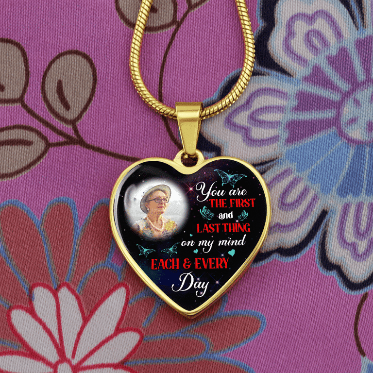 Personalized Photo The First And Last Thing Heart Pendant Necklace - Memorial Necklace