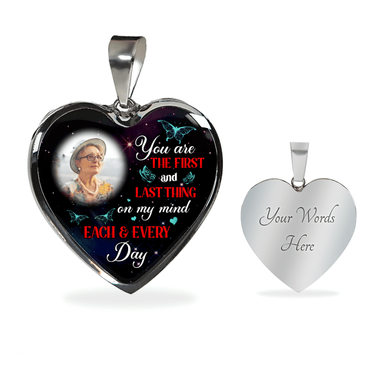 Personalized Photo The First And Last Thing Heart Pendant Necklace - Memorial Necklace