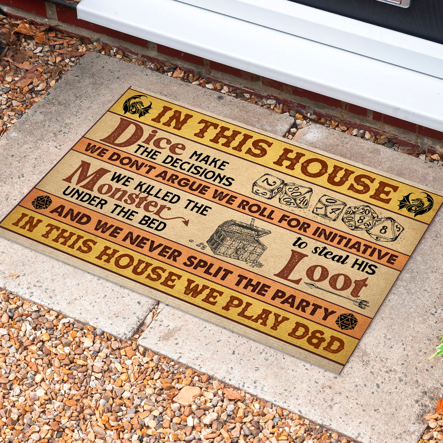 3VT. In This House Dice Make The Decision Doormat Mockup 10