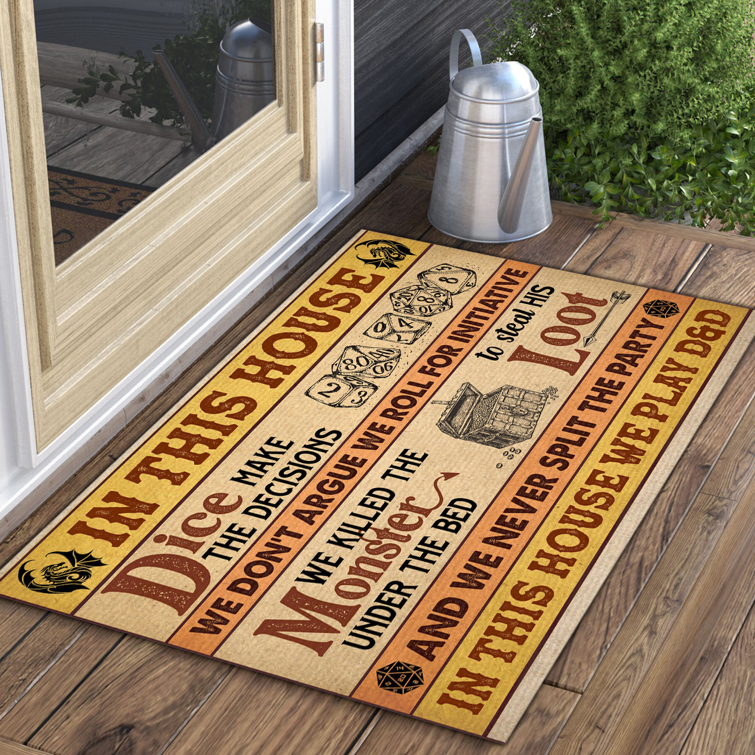 3VT. In This House Dice Make The Decision Doormat Mockup 3