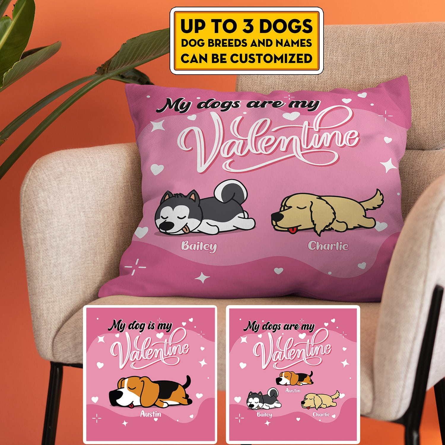 6VT. My Dogs Are My Valentine Pillow mk2