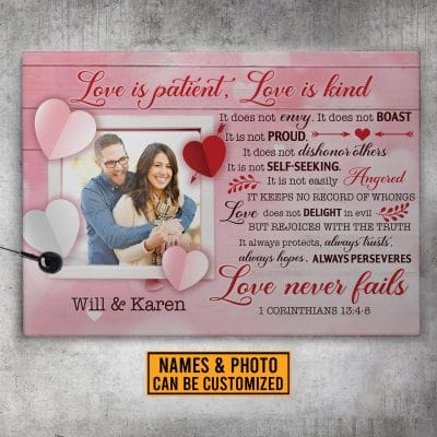Alternative view of Love Is Patient Love Is Kind It Does Not Envy Personalized Photo Couple Framed Canvas Prints - Unframed Poster
