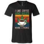 6Th. Coffee And Weed, Black, V-Neck T-Shirt