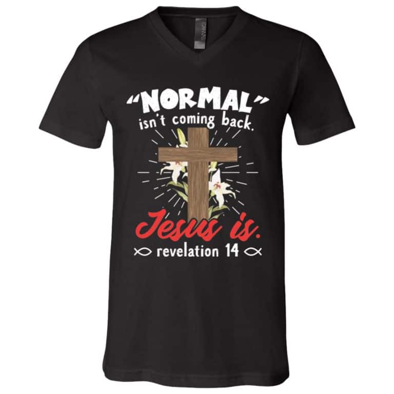 3Th. Normal Isn't Coming Back Jesus, Black, V-Neck T-Shirt