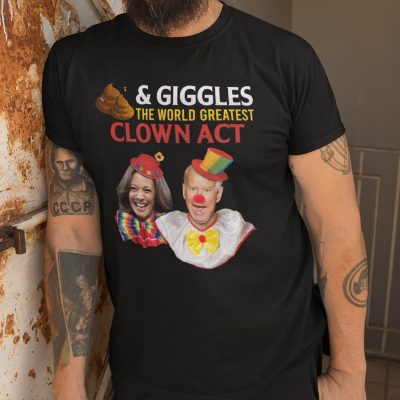 Alternative view of Biden Harris Shits And Giggles The World Greatest Clown Act Funny T-Shirt - V-Neck Shirt