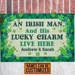 Personalized An Irish Man And His Lucky Charm Live Here St Patrick's Day House Doormat - Outdoor Indoor Doormat
