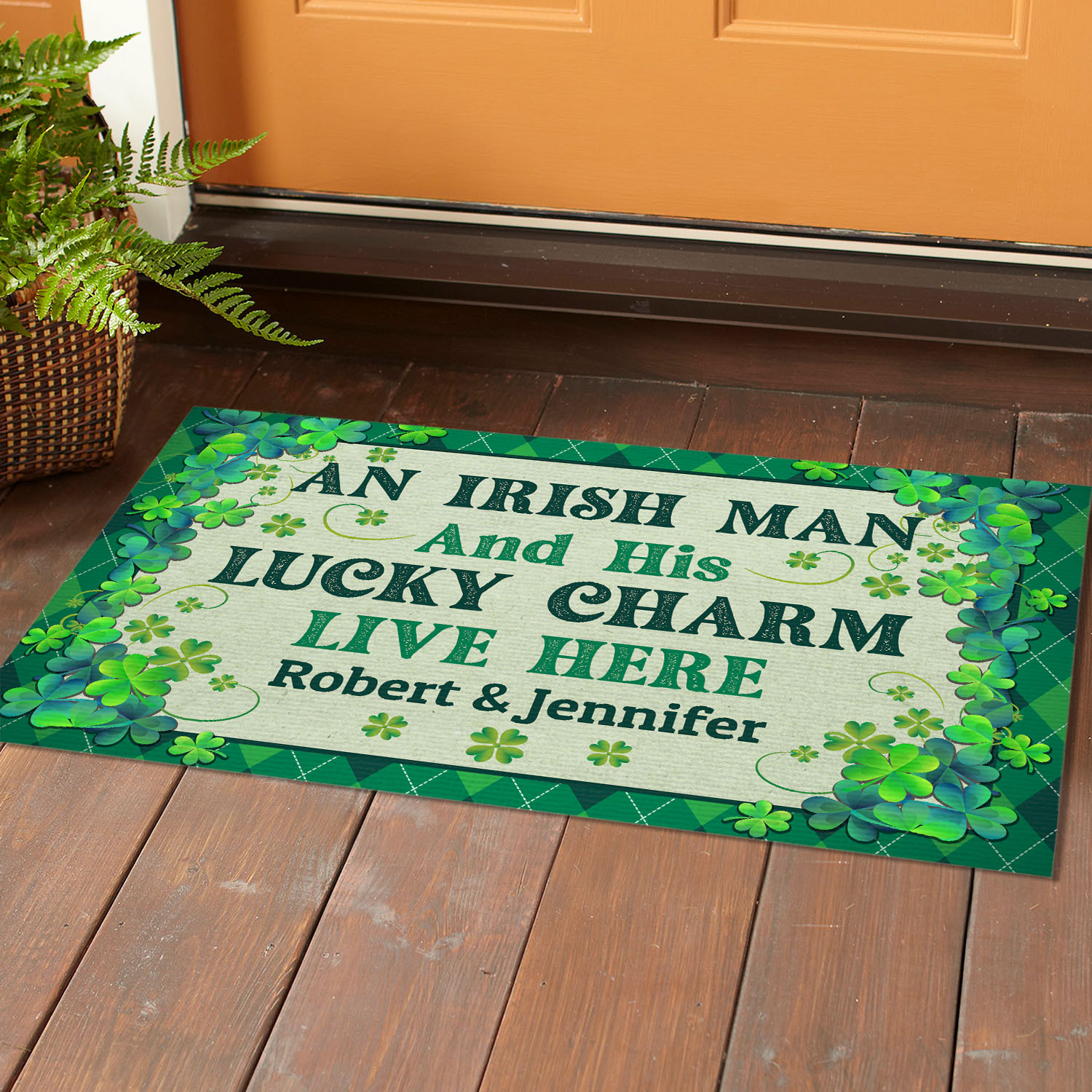 5VT. An Irish Man And His Lucky Charm (Sample Design) Doormat Mockup 1