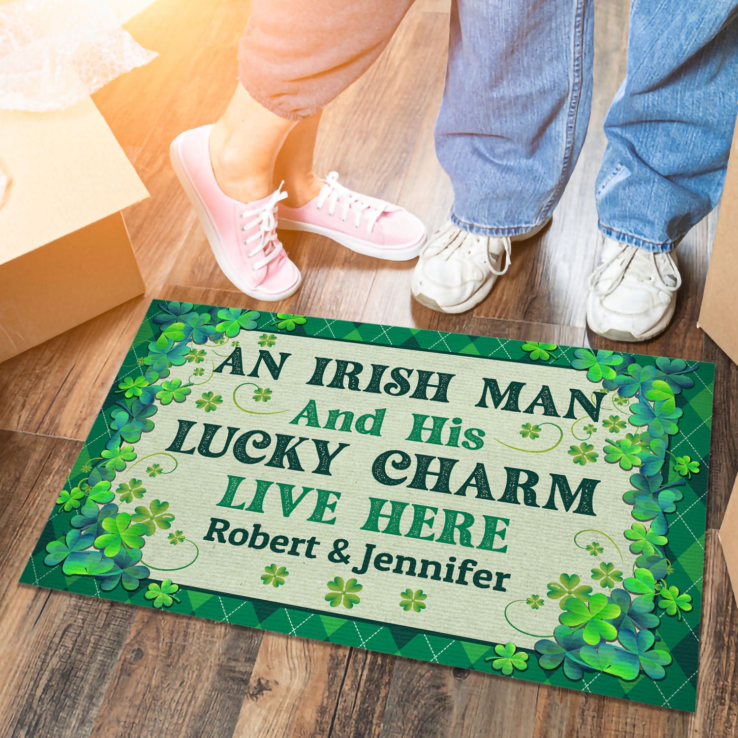 5VT. An Irish Man And His Lucky Charm (Sample Design) Doormat mockup 6