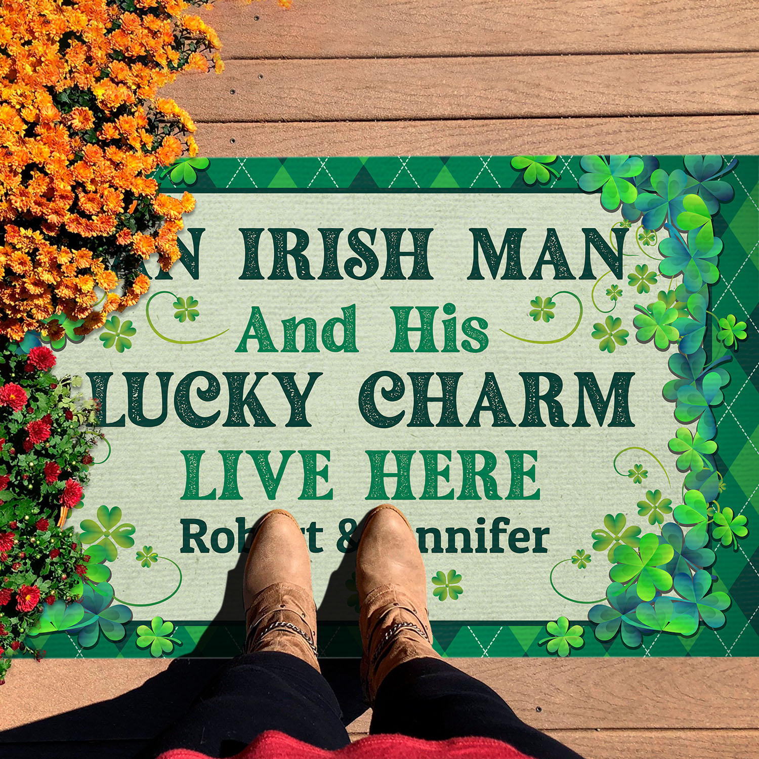 5VT. An Irish Man And His Lucky Charm (Sample Design) Doormat mockup 7