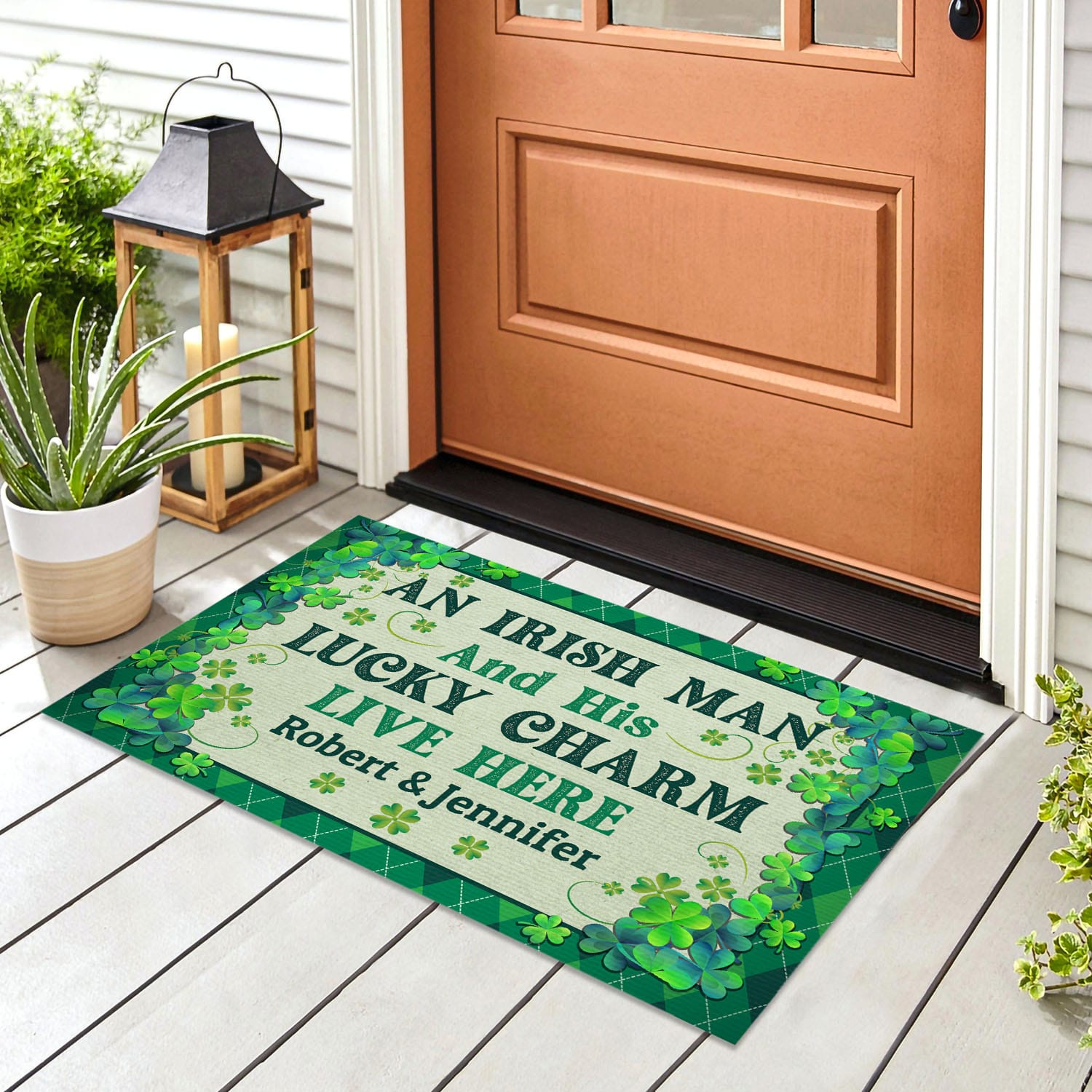 5VT. An Irish Man And His Lucky Charm (Sample Design) Doormat mockup 8